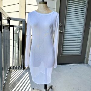 Sheer White Long Sleeve Dress